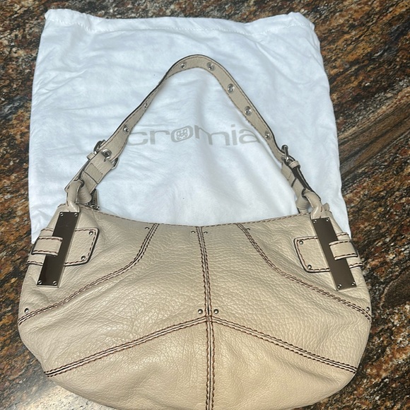 Cromia cream pebble leather Italian hobo excellent cond. - Picture 1 of 15